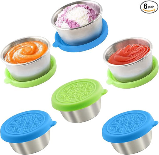 6x1.6 Oz Salad Dressing Containers With Lids, Small Leakproof Reusable Stainless Steel Salad Dressing Container To Go For Lunch Boxes,Sauce containers, Picnics,Travel Meal Prep And Kitchen Storage.