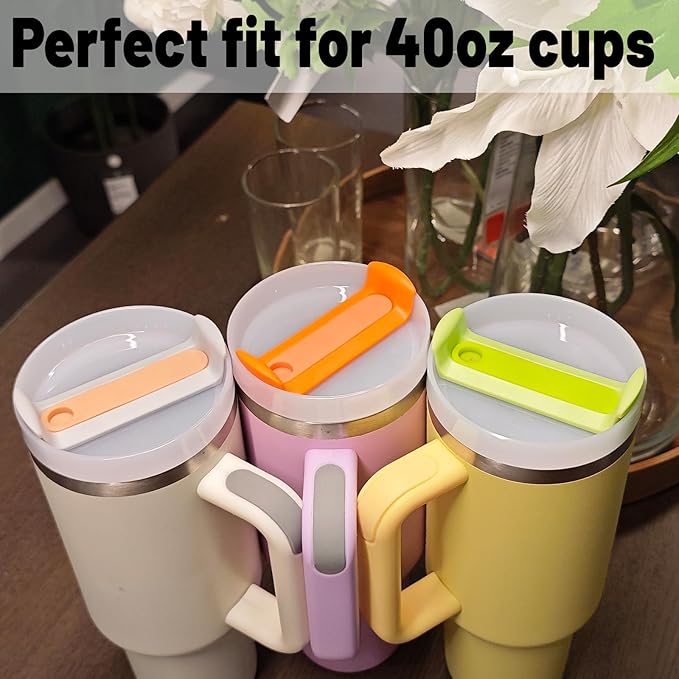 40 OZ Tumbler Lid Replacement - 2 Pack Spill Proof Covers for Stanley Travel Tumbler (Opaque - Rose Quartz)