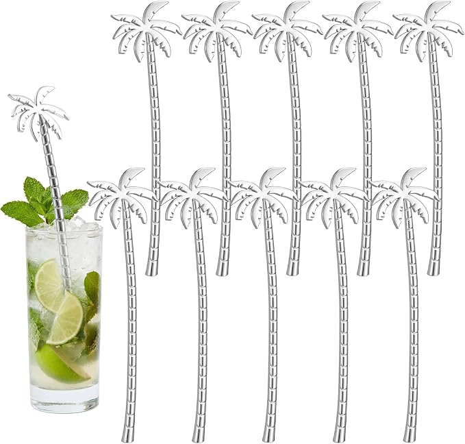 LemonRoad 10 Pcs Coffee Swizzle Sticks Stainless Steel Reusable 7.8 Inches by Unknown