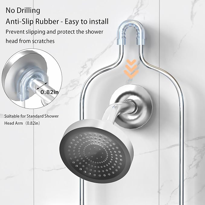 Over the Shower Head Caddy - 3 Tier Shower Caddy Hanging, Rustproof, Bathroom Rack Organizer With Hooks, Razor&Soap Holder, Brushed Nickel