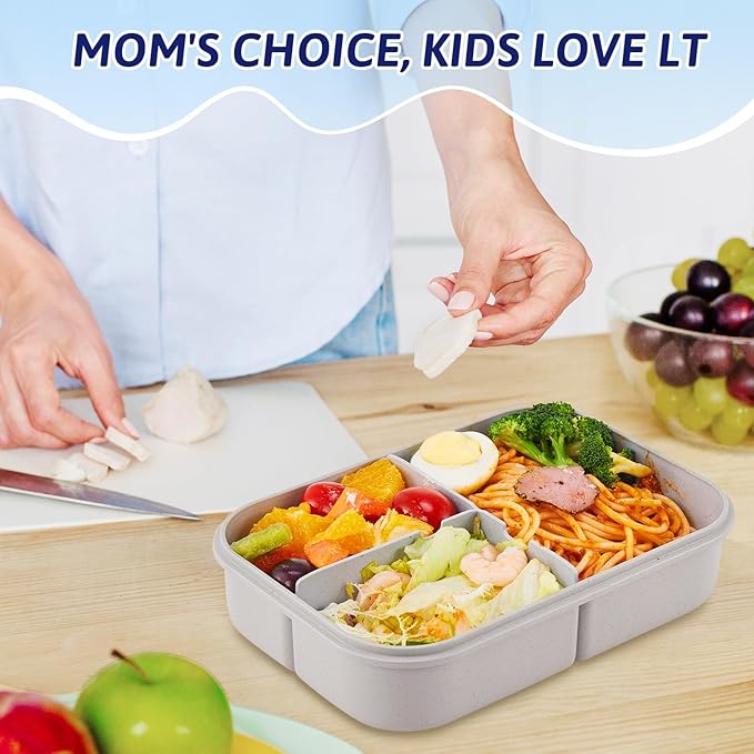 MISS BIG Bento Box for Kids, Leakproof Lunch Box, No BPAs & Chemical Dyes, M/W, D/W & Fridge Safe (1150ml Gray)