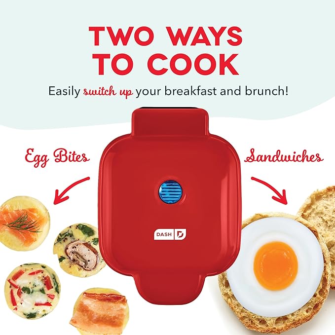 DASH Deluxe Sous Vide Style Egg Bite Maker with Silicone Molds for Breakfast Sandwiches, Healthy Snacks or Desserts, Keto & Paleo Friendly, (1 large, 4 mini) - Red