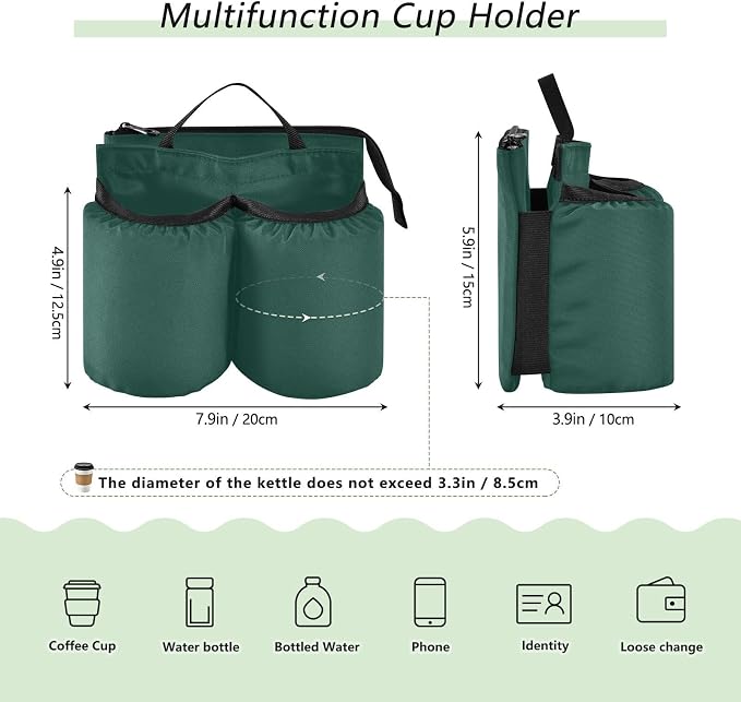 DOMIKING Hunter Green Travel Luggage Cup Holder - Image 2