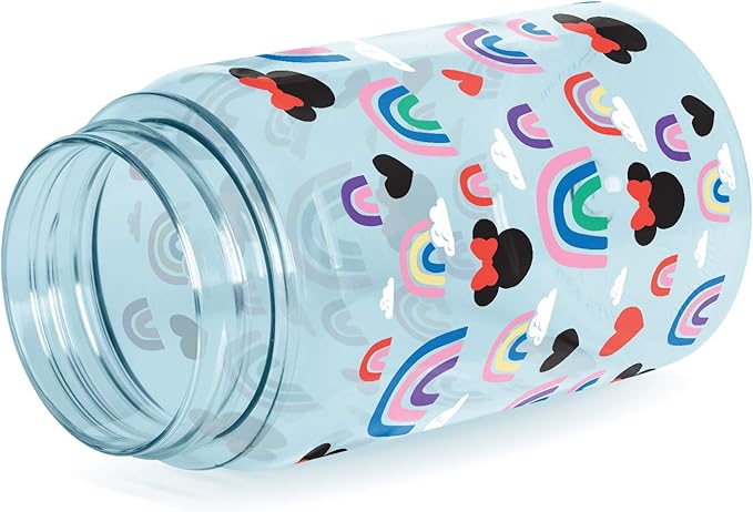 Simple Modern Disney Minnie Mouse Kids Water Bottle Plastic BPA-Free Tritan Cup with Leak Proof Straw Lid | Reusable and Durable for Toddlers, Girls | Summit Collection | 12oz, Minnie Mouse Rainbows