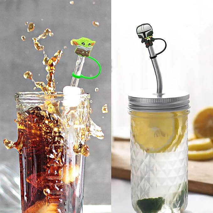 12 Pcs Space Wars Straw Covers Cap for 9-10mm Straws Fit Stanley Cup 40 oz 30 oz Tumbler with Handle, Reusable Drinking Straw Plugs, Stanley Accessories Straw Topper for Kids Party Favor