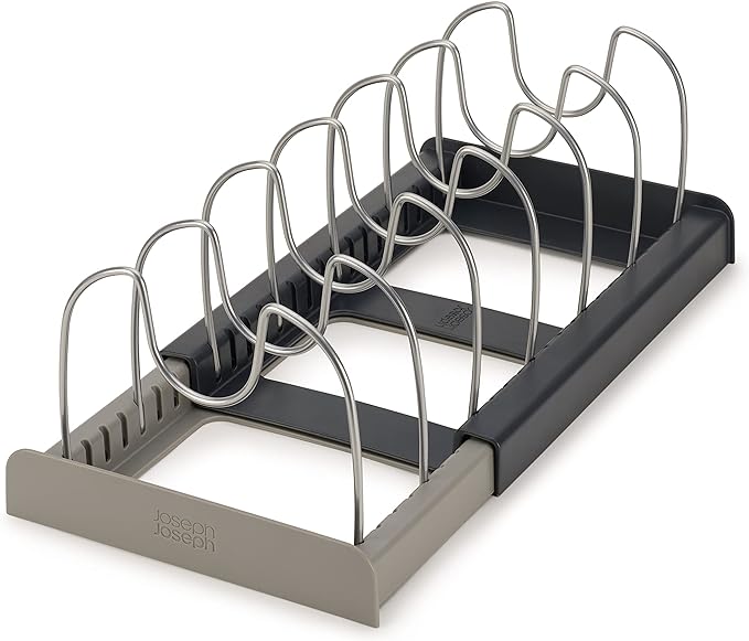 Joseph Joseph DrawerStore Expanding Cookware Organizer, Space saving storage for pan lids, baking trays - Grey