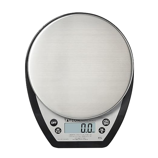 Taylor 1020NFS Compact Digital Scale, Multi-Functional Food Scale for Precise Weight Measuring and Portion Control, Tare Function, NSF, Stainless Steel Platform