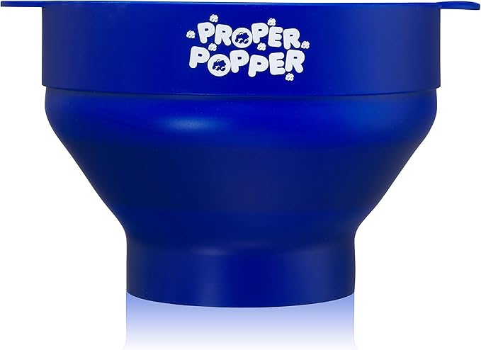 The Original Proper Popper Microwave Popcorn Popper, Silicone Popcorn Maker, Collapsible Bowl BPA Free & Dishwasher Safe - (Blue)
