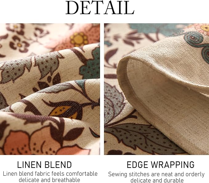 ISAENNE Designer Boho Floral Small Square Tablecloth,Linen Lotus Flower Pattern Colorful Indoor Table Cloth,Durable Decor Tablecloths for Dining Thanksgiving Kitchen Christmas,55"*55"-Hazel A