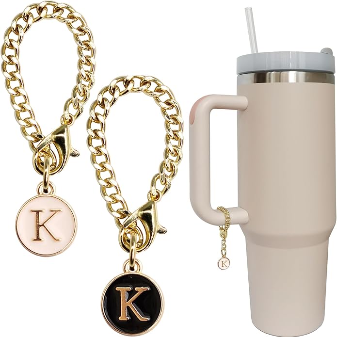 Letter Charm Accessories for Stanley Cup 2PCS Initial Name ID Personalized Handle Charm for Stanley Tumbler