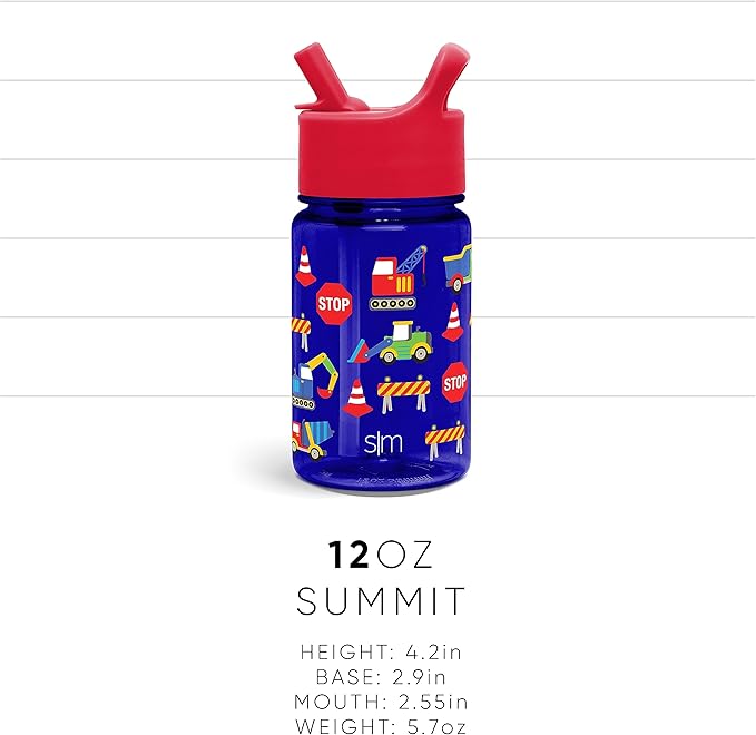 Simple Modern Sesame Street Cookie Monster Kids Water Bottle Plastic BPA-Free Tritan Cup with Leak Proof Straw Lid | Reusable and Durable for Toddlers, Boys | Summit Collection | 12oz