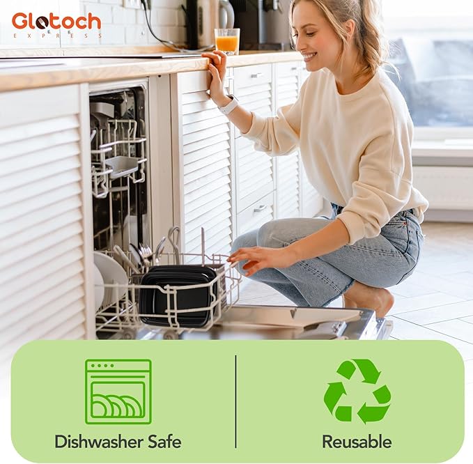 100-Piece (50-Pack) 24 OZ Meal Prep Containers Reusable with Lids, Sturdy Leakproof & Food Safe, Microwave, Freezer, Dishwasher Safe To Go Food Containers, Plastic Take Out Containers, Black