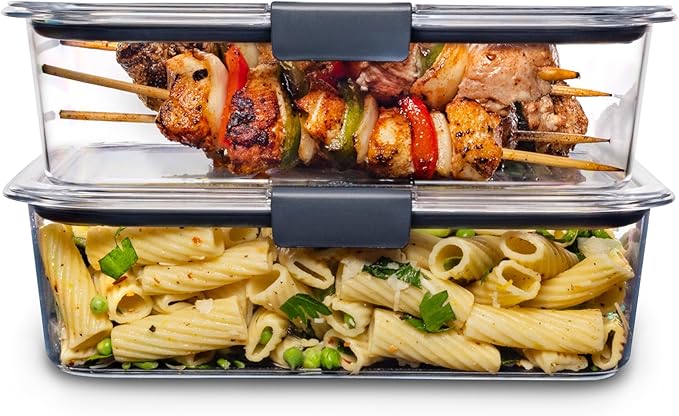 Rubbermaid Brilliance BPA Free Food Storage Containers Bundle with Lids, Set of 2 (9.6 Cup) and Set of 5 (1.3 Cup)