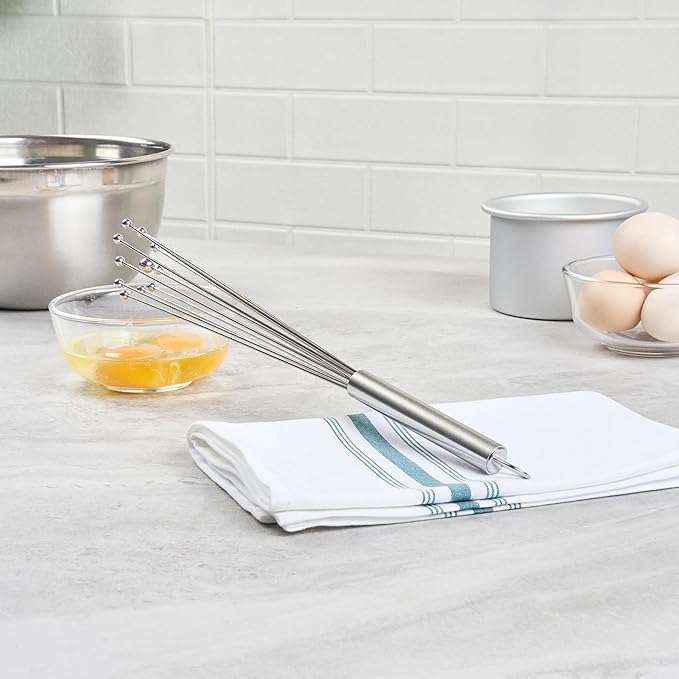 Restaurantware-German Standard 12.6 Inch Ball Whisks, 24 Dishwashable Kitchen Whisks - Ergonomic Handle, Durable, Stainless Steel Manual Egg Beater, Suitable For Whisking, Stirring, Mixing, Beating