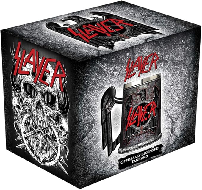 Nemesis Now B4128M8 Slayer Tankard Mug 14cm Black, Resin w/Stainless Steel Insert, Grey