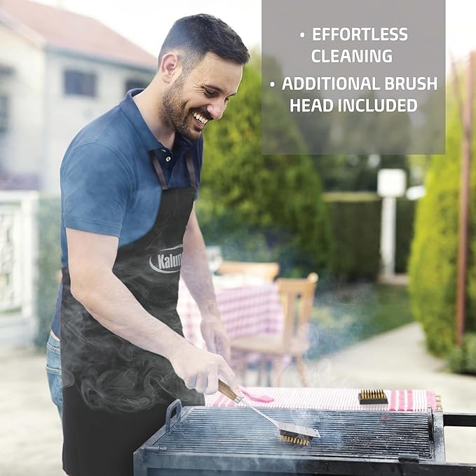 Kaluns Grilling Accessories, Dad Gifts for Christams Grilling Gifts, Heavy Duty Stainless Steel BBQ Grill Tools Set for Outdoor Grill with Aluminum Case and Apron, Dad Birthday Gifts for Men Husband