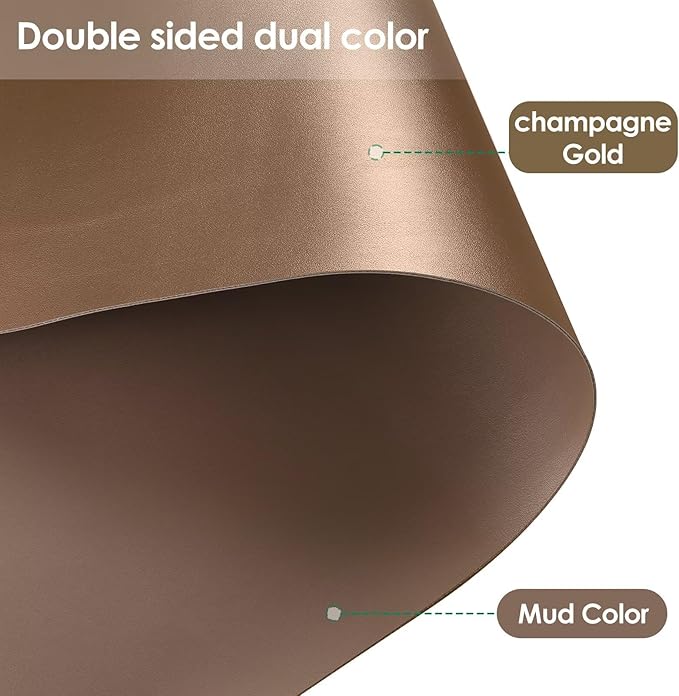 Leather Table Cover,1.8mm Thick,12x78 Inch Desk Cover,Dresser Cover Top,Dresser Protector Top,Dresser Cover,End Table Cover.(Mud Color+Champagne Gold,12x78)