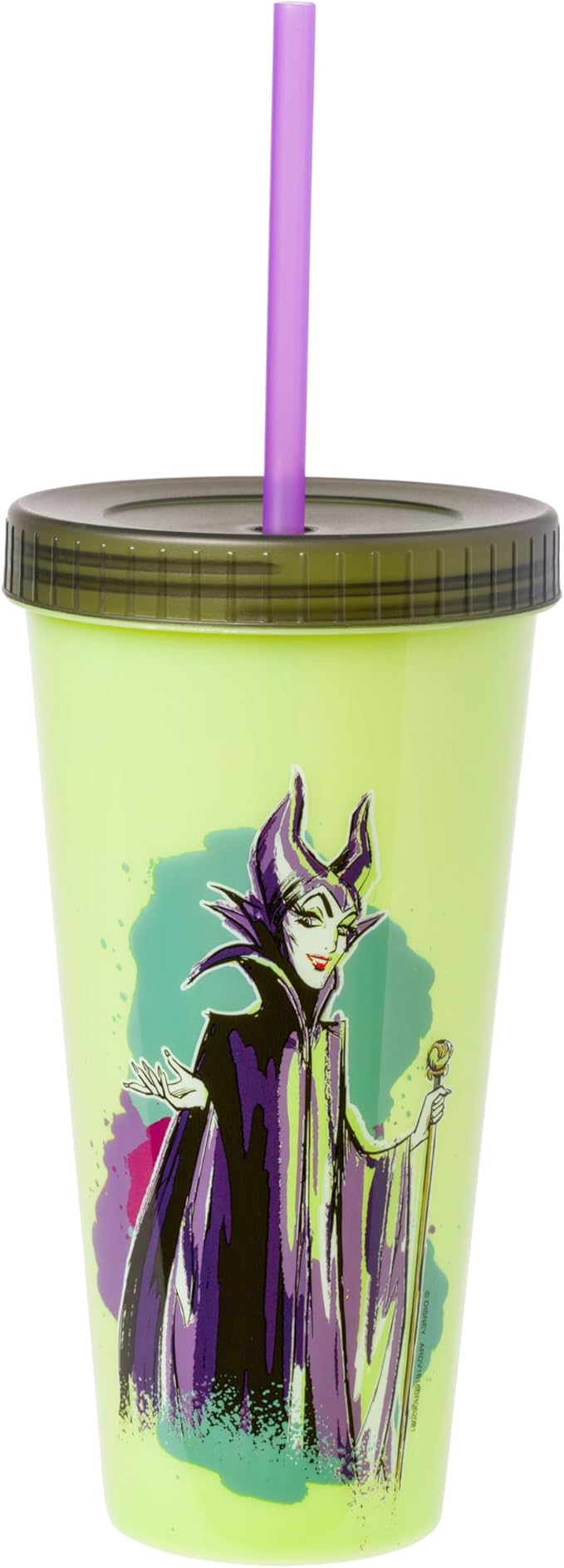 Silver Buffalo Disney Villains 4 pack Color Change Plastic Tumbler Featuring The Evil Queen, Cruella De Vil, Ursula, and Maleficent, 24 Ounces