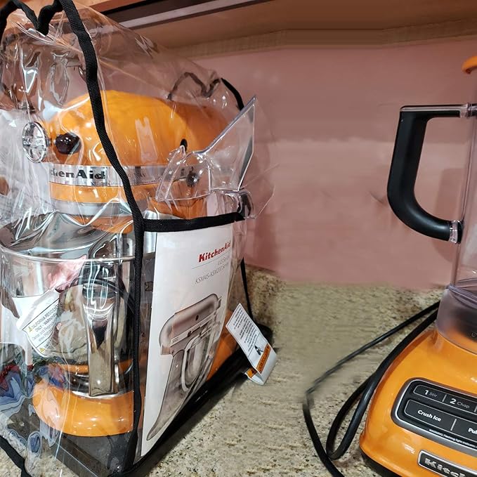 Transparent Cover for KitchenAid Stand Mixer, Large Size Covers with Organizer Bag Compatible 4.5-6 Quart KitchenAid Mixer, Fits All Tilt Head & Bowl Lift Models(Clear)