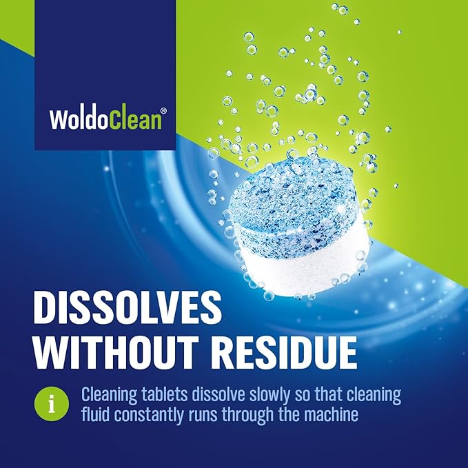 WoldoClean 2-Phase Cleaning Tablets for Espresso Machines 25 Tablets - compatible with Breville, Jura, Bosch, Philips, Casabrews, KitchenAid, De'Longhi, Ninja