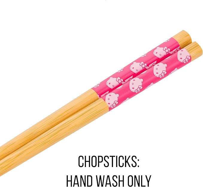 Silver Buffalo Sanrio Hello Kitty Strawberry Milk Pattern Ceramic Ramen Noodle Rice Bowl with Chopsticks, Microwave Safe, 20 Ounces