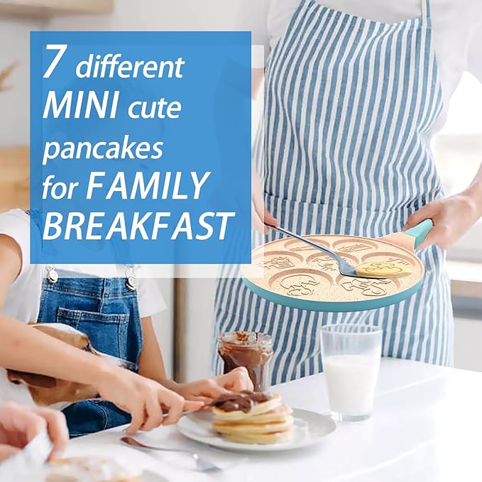 Dinosaur 7-Cup Egg Pan Omelet Pans Pancake Pan for Kids Nonstick Egg Cooker Cars Trucks Pancake Mold Egg Mold for Breakfast Sandwiches Hamburger