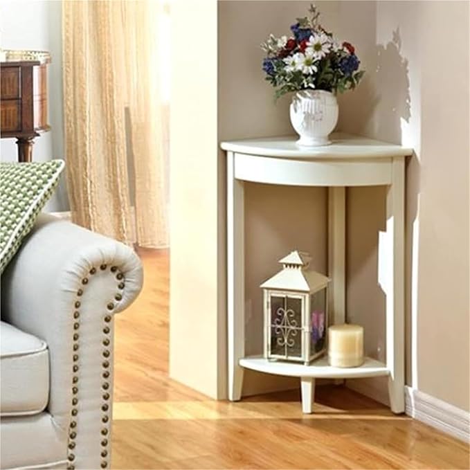 Corner Tables Compact Triangle Solid Wood Side Table Corner Shelf Unit - Image 3