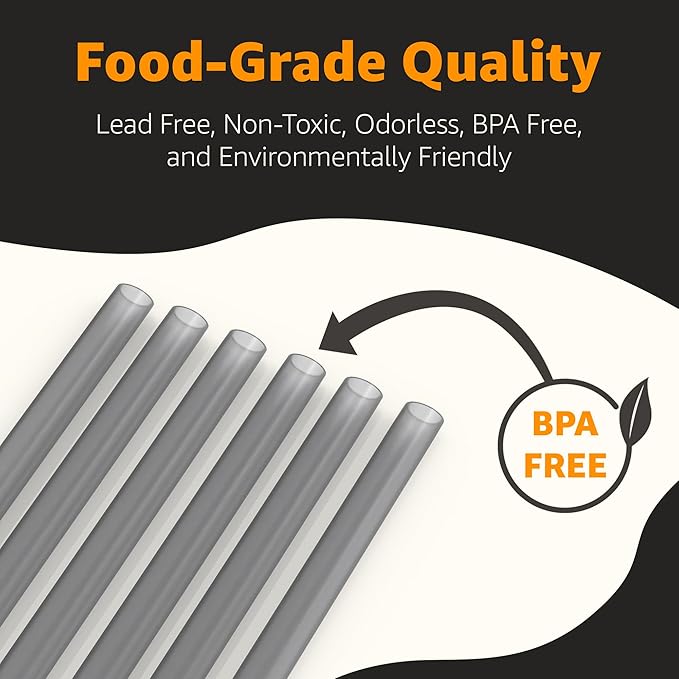 Jmoe USA 12" Replacement Straws for Stanley 40oz & 30oz Tumblers | Fits Reduce 50 oz & 40 oz Cold1 Tumblers | 6-Pack of Reusable Plastic Straws With Cleaning Brush | Food Grade & BPA Free (Black)
