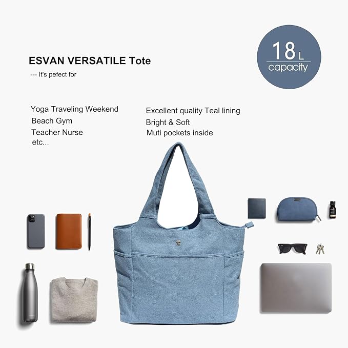 ESVAN Yoga Tote Bag Mat bag Women Shoulder Bags Carryall Tote - Image 6