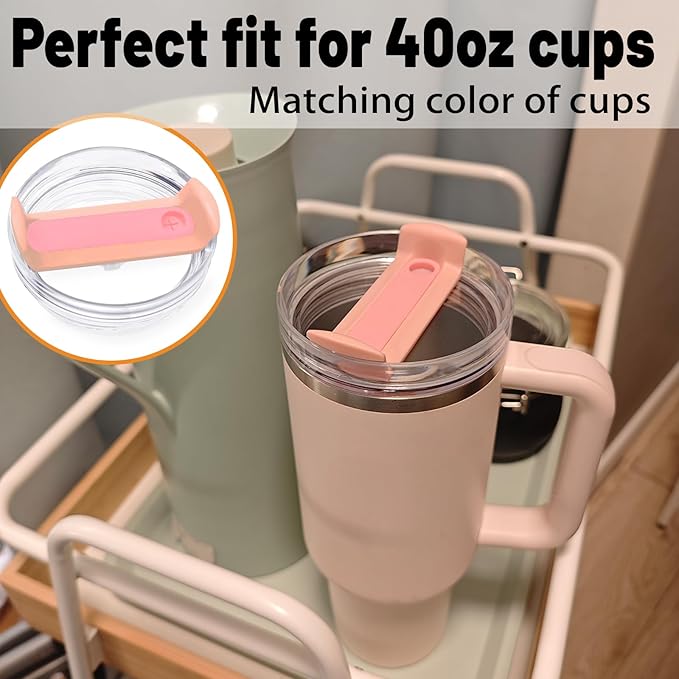 40 OZ Tumbler Lid Replacement Fit for Stanley Cup, 2 Pack Clear Replacement Lids Fit for Stanley Travel Tumbler, Spill Proof Tumbler Covers for Stanley Cup Accessories (Clear - Peachy)