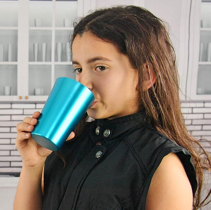 HOME-X Colorful Aluminum Drinking Cups Set of 6, Colored Metal Tumblers, Shatter Resistant, Stackable, 6 Metallic Colors- 12 Ounces