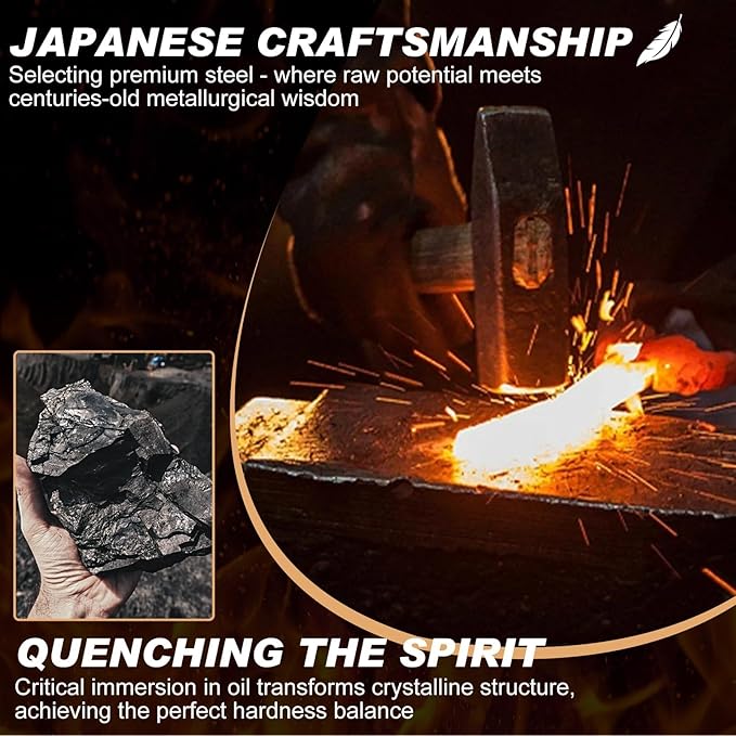 Golden Bird Meat Cleaver Knife - 8 Inch Viking Knife, Full Tang Butcher Knives for Meat Cutting, High Carbon Steel Cleaver with Ergonomic Wood Handle,Great for Outdoor Camping,Christmas Gifts for Men