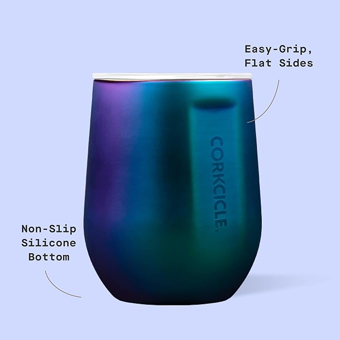 Corkcicle Stemless Wine Tumbler - Keeps Drinks Cold for 6 Hours - Triple-Insulated Stainless Steel - Non-Slip Base - Summer Drinkware Gift - Keeps Drinks Ice Cold - 12 oz - Dragonfly