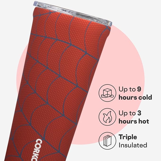 Corkcicle Disney Tumbler - Triple-Insulated Stainless Steel - Keeps Drinks Cold 9 Hours - Spill-Proof Lid - Reusable - Summer Drinkware Gift - Keeps Drinks Ice Cold - 24 oz - Spider-Man