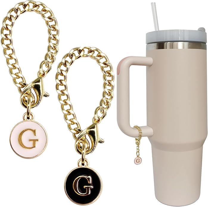 Letter Charm Accessories for Stanley Cup 2PCS Initial Name ID Personalized Handle Charm for Stanley Tumbler