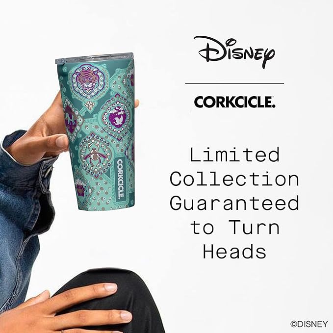 Corkcicle Disney Princess Tumbler - Insulated Stainless Steel Travel Cup - Cold & Hot Drinks - Reusable & Durable - Spill Proof Lid - Non-Slip Silicone Base - Easy Grip - BPA Free -16 oz - Jasmine