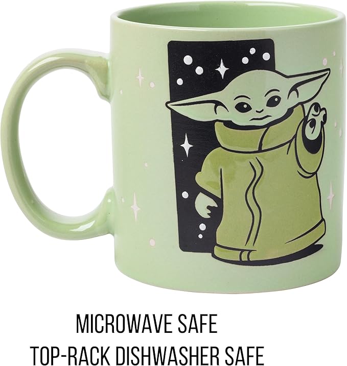Silver Buffalo Star Wars Mandalorian Child Star Wars Wax Resist Ceramic Mug, 20 Ounces