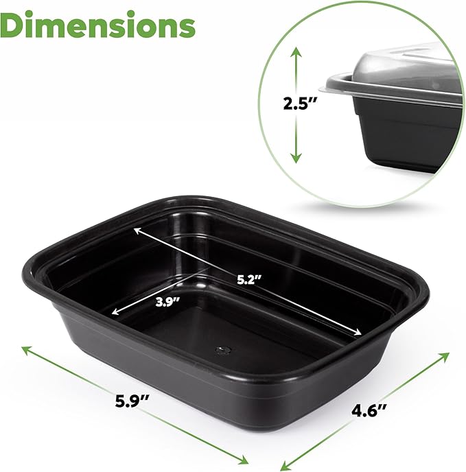 GUSTO [12 oz - 50 Count 1-Compartment Meal Prep Containers with Lids – Reusable, Microwaveable, Dishwasher & Freezer Safe, BPA-Free Food Storage Boxes for Portion Control (Formerly Comfy Package)
