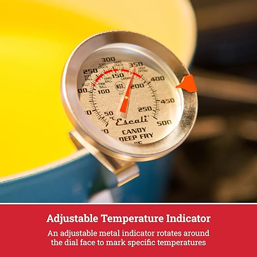 Escali AHC1 Stainless Steel Deep Frying and Candy Thermometer with Pot Clip, 5-Inch Probe with Candy Temperature Zones, NSF Certified