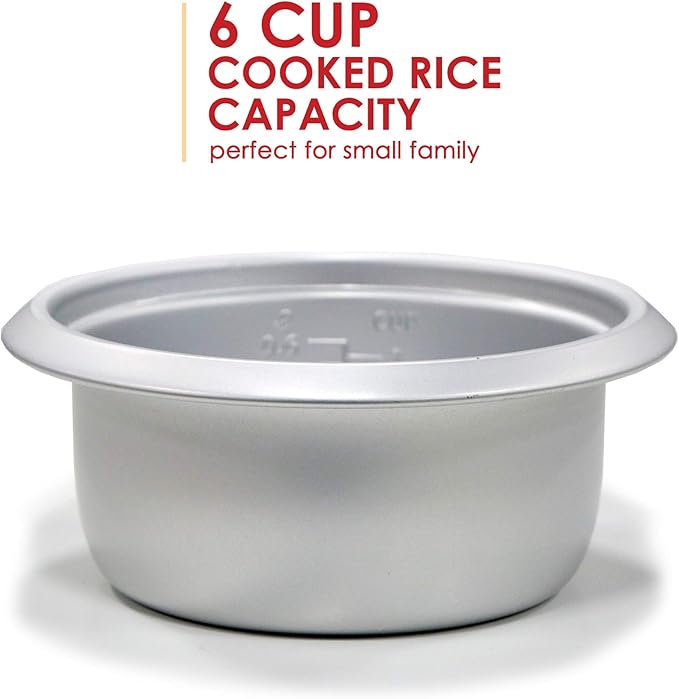 Elite Gourmet Elite Cuisine ERC006 Electric Rice Cooker with Automatic Keep Warm Makes Soups, Stews, Grains, Hot Cereals, White, 6 Cups Cooked (3 Cups Uncooked)
