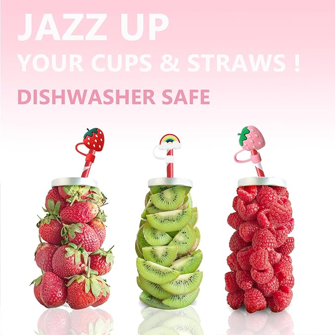 3Pcs Straw Covers Cap Toppers Compatible with Stanley 30&40 oz Tumbler Cups,Reusable Cute Silicone Straws Tips Lids Protectors for 0.4 in/10mm Stanleys Cup Accessories