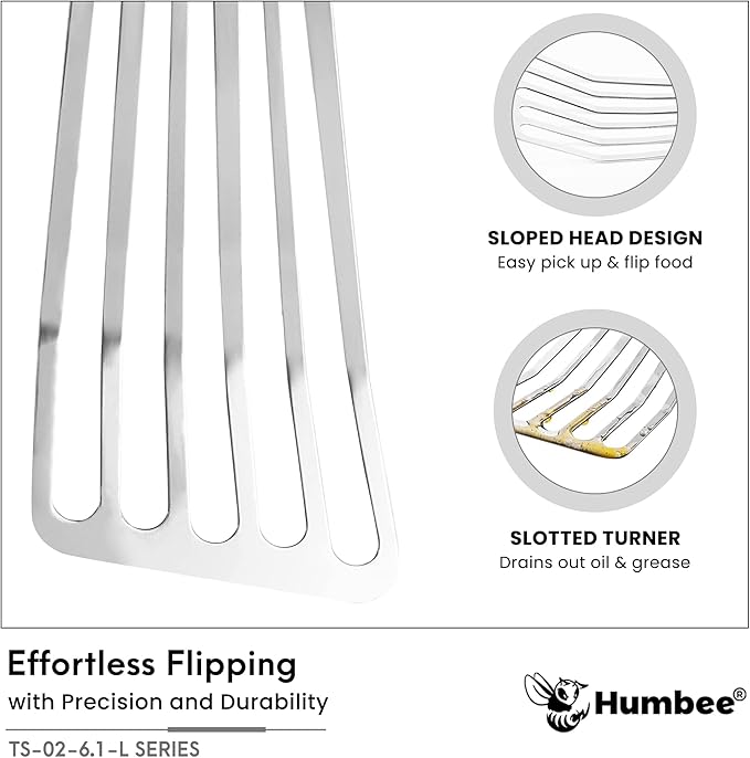 6 Inches Fish Turner, Slotted Fish Spatula Dishwasher Safe NSF (Left Hand), Shovel Black