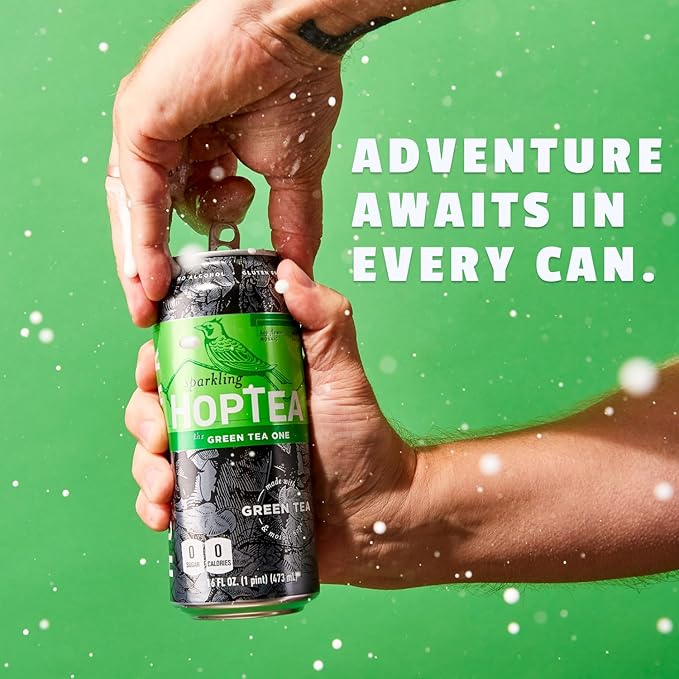 HOPLARK Sparkling HopTea – Mosaic Hops and Sparkling Green Tea – Unsweetened – Zero Calorie – Caffeinated Sparkling Tea in 12 Pack 16oz Cans – A Bold Sip for the Curious - The Green Tea One