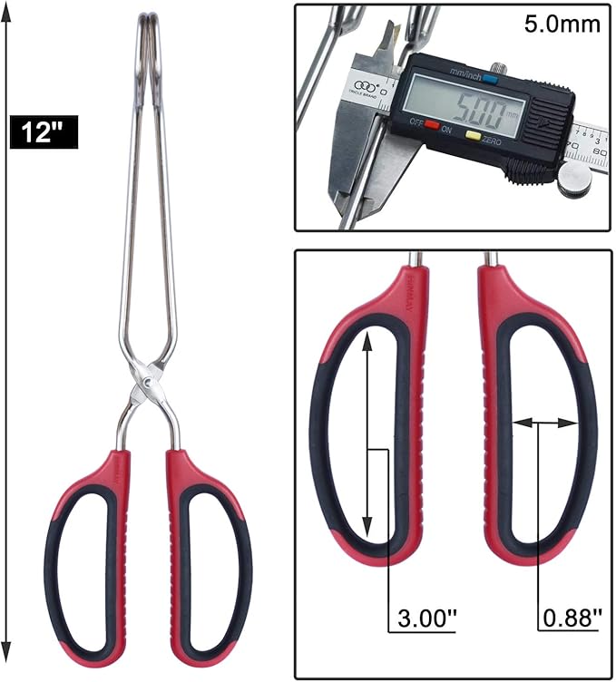 Stainless Steel Scissor Tongs with Comfort-Grip Handle 12-Inch