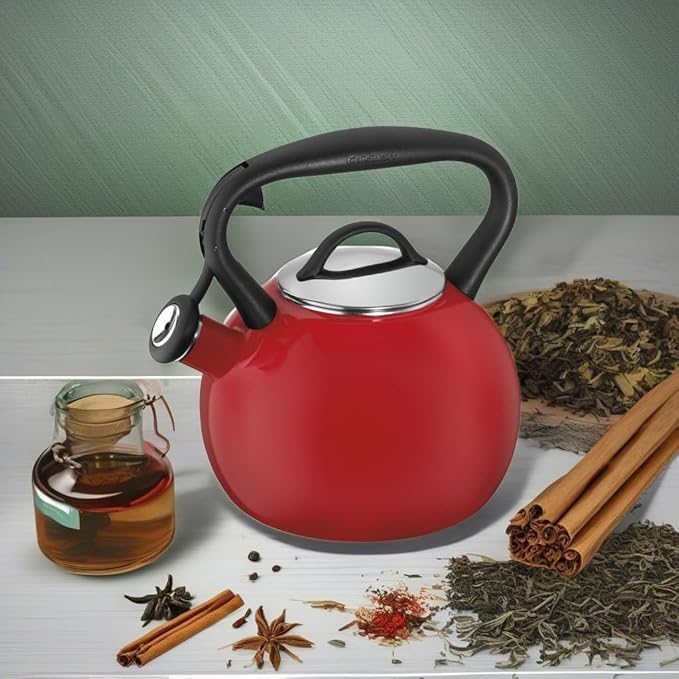 Cuisinart Valor Porcelain Enamel on Steel Tea Kettle, Red