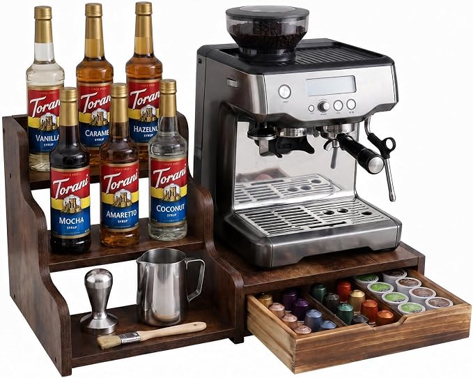 Wood Coffee Bar Organizer Station by Unknown