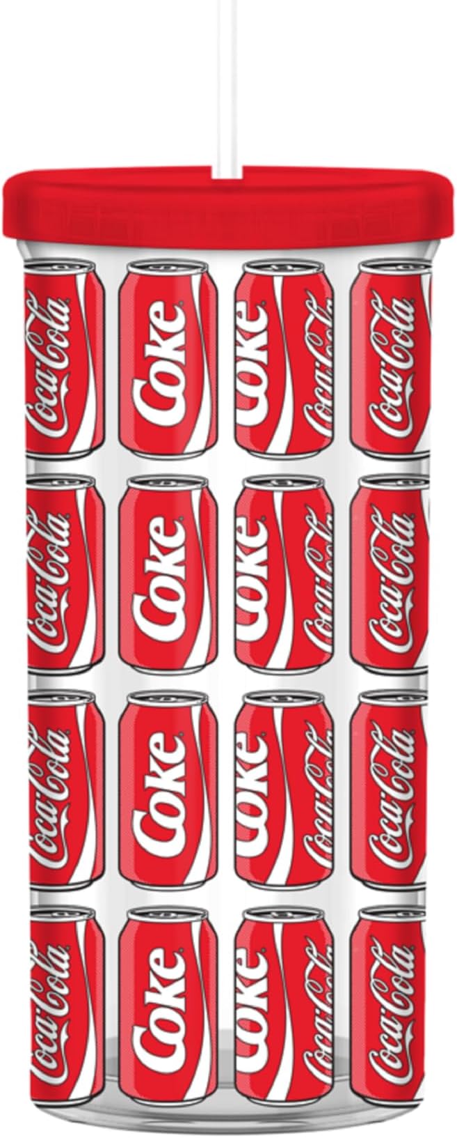 Silver Buffalo Coca-Cola Pop Art Plastic Tall Cold Cup with Lid and Straw, 20 Ounces