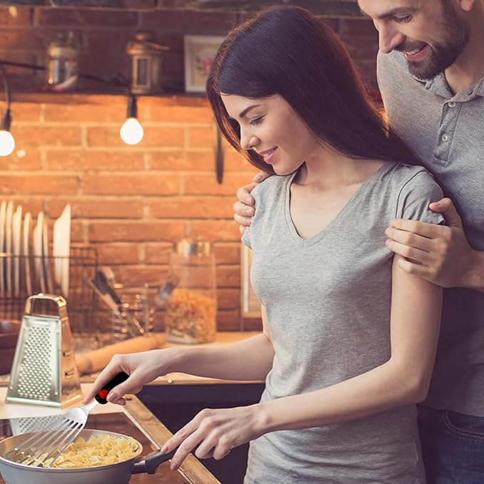 KSENDALO 13.15" Fish Spatula Stainless Steel with Silicone Handle, Flexible Slotted Egg Spatula with Thin Blade for Easier Cooking Flipping Frying Grilling Egg Fish Meat or more