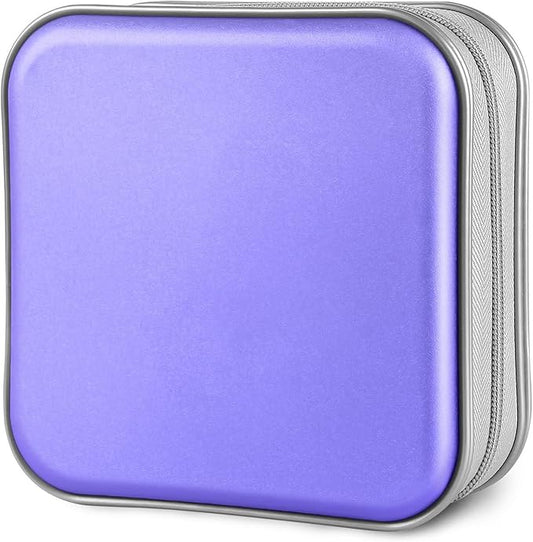 CD Case, 40 Capacity CD/DVD Case Holders Wallet Hard Plastic DVD Disc Cases Storage Binder for Car Home Office Travel (Lavender)
