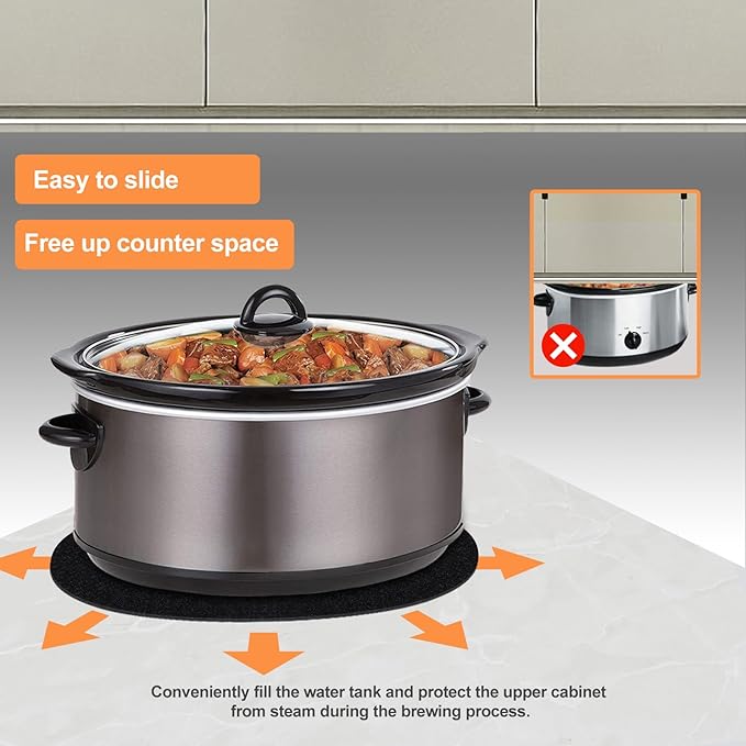 Heat Resistant Mat for Crockpot Slow Cooker with Appliance Slider Function, 2 Pack Countertop Protector for Crock Pot Slow Cookers, Crock-Pot 3-10 Quart, Hamilton Beach Slow Cooker